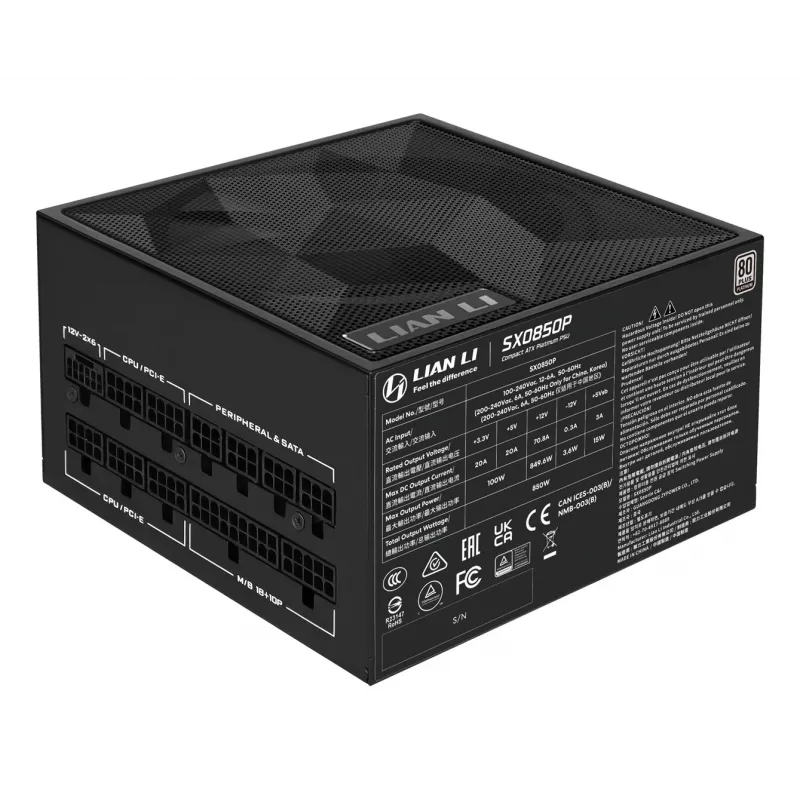 Zasilacz lian li SX Series 850W 80 PLUS Platinum w pełni modułowy PCIe 5.1 ATX 3.1