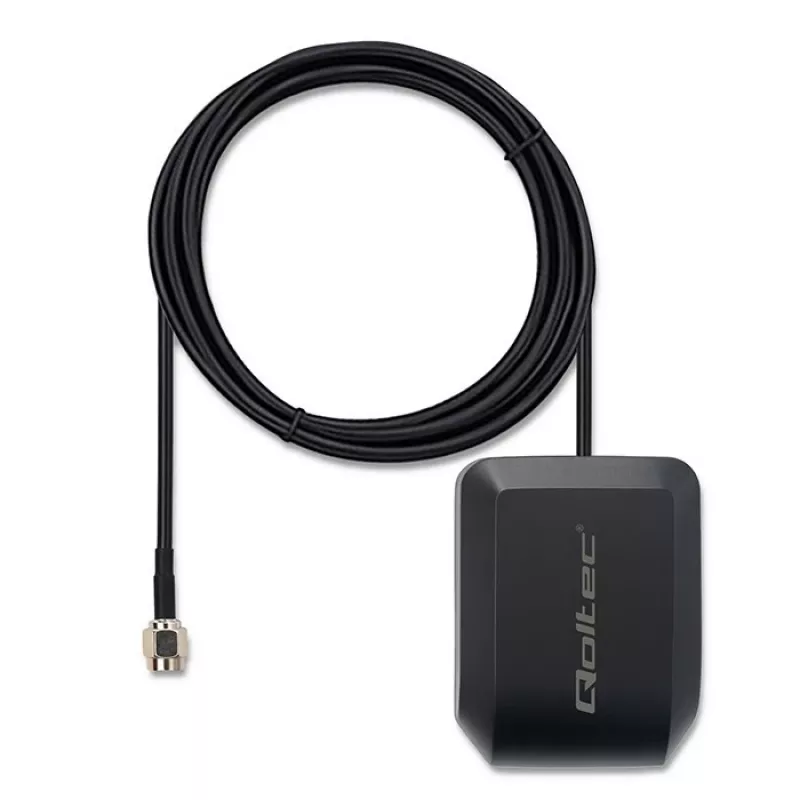 Antena GPS/GLONASS QOLTEC model 57055 z podstawą magnetyczną, zysk 28 dB