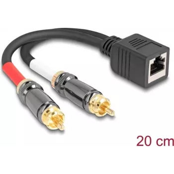 Kabel audio DeLOCK 0,2 m RJ-45 2 x RCA czarny
