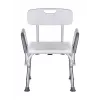Krzesło prysznicowe ActionMed KP300AM z oparciem i podłokietnikami, polipropylen, regulowana wysokość 43–56 cm, siedzisko 40×33 cm, maks. obciążenie 110 kg