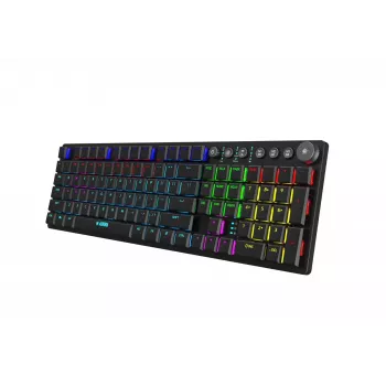 Klawiatura IBOX AURORA K-6 — pełnowymiarowa QWERTY, bezprzewodowa RF + Bluetooth, podświetlenie RGB, mechaniczne niskoprofilowe klawisze, czarna