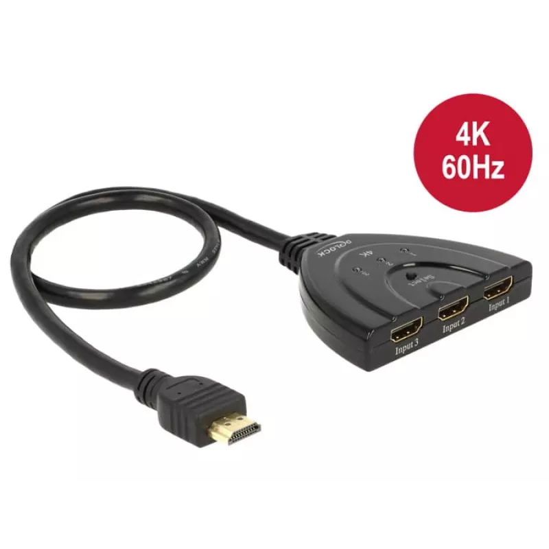 Delock HDMI UHD Switch 3 x HDMI in > 1 x HDMI out 4K - Video/Audio-Schalter - 3 x HDMI - Desktop