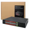 Przełącznik sieciowy QOLTEC 52292 — Gigabit Ethernet PoE, 16x RJ45, 2x RJ45 uplink, 2x SFP