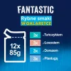 Mokra karma dla kota Purina Nestlé FELIX Fantastic smaki rybne — tuńczyk, łosoś, dorsz, flądra, 12×85 g saszetek