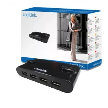 HUB USB 2.0 4 porty z zasilaczem, Czarny