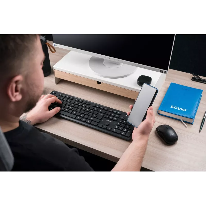 Klawiatura Savio KB-02 do domu/biura USB QWERTY Czarna