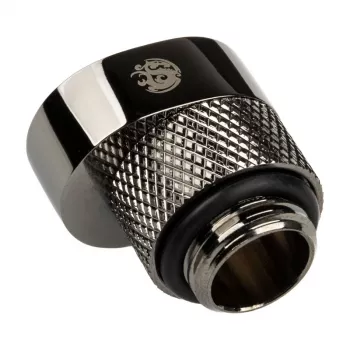Adapter BitsPower X-Cross G1/4 cala męski na G1/4 cala żeński, przesunięcie 5 mm, błyszcząca czerń