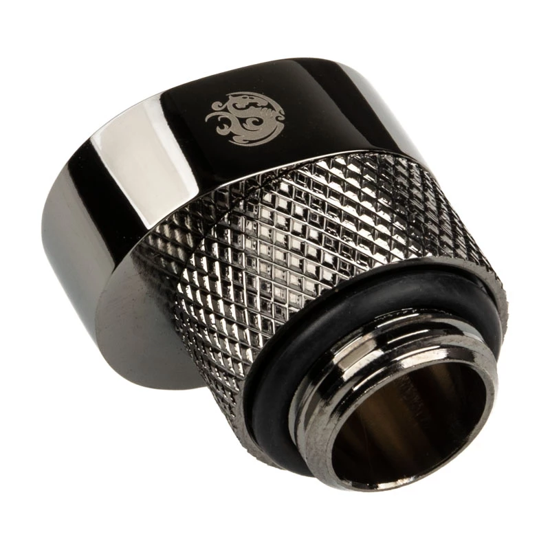 Adapter BitsPower X-Cross G1/4 cala męski na G1/4 cala żeński, przesunięcie 5 mm, błyszcząca czerń