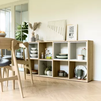 Bookcase top e shop MALAX 2X4 SONOMA, dąb Sonoma, 8 półek, 1470×300×750 mm