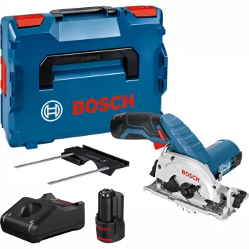 Bezprzewodowa ręczna pilarka tarczowa GKS 12V-26 Professional, 12 V (niebiesko-czarna, 2 akumulatory litowo-jonowe 3,0 Ah, w L-BOXX)