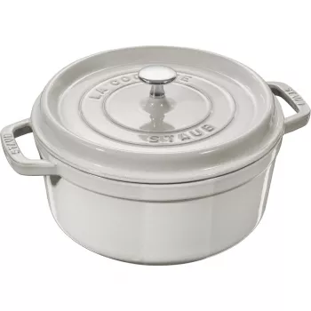 Okrągły garnek żeliwny Staub La Cocotte 3,8 l truflowy — emaliowany, szczelna pokrywa