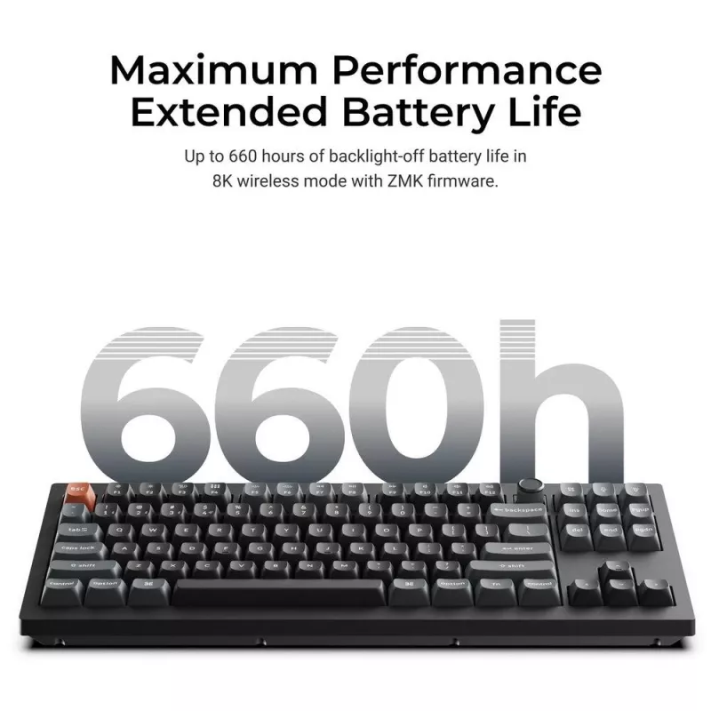 Klawiatura mechaniczna Keychron V3 Ultra 8K — przewodowa i Bluetooth, QWERTY, RGB, czarna