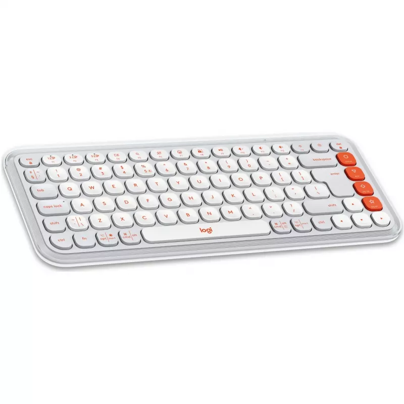 Logitech POP Icon Keys - Klawiatura - Bezprzewodowa - Bluetooth LE - QWERTY - US International - Off White, pomarańczowa (920-013072)