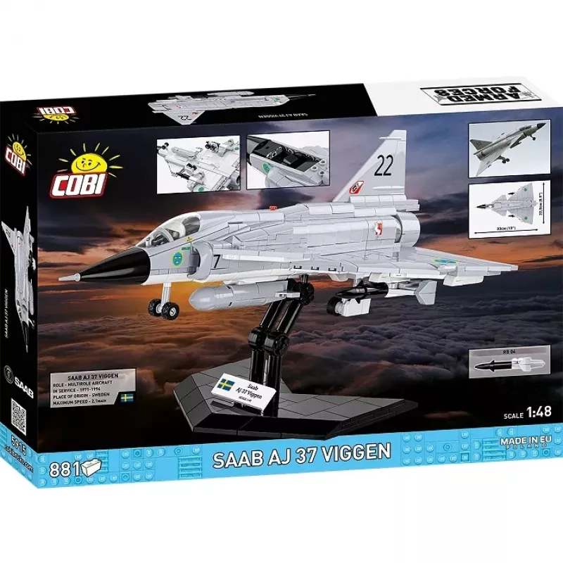 Zestaw konstrukcyjny Cobi Blocks Saab AJ 37 Viggen 881 elementów