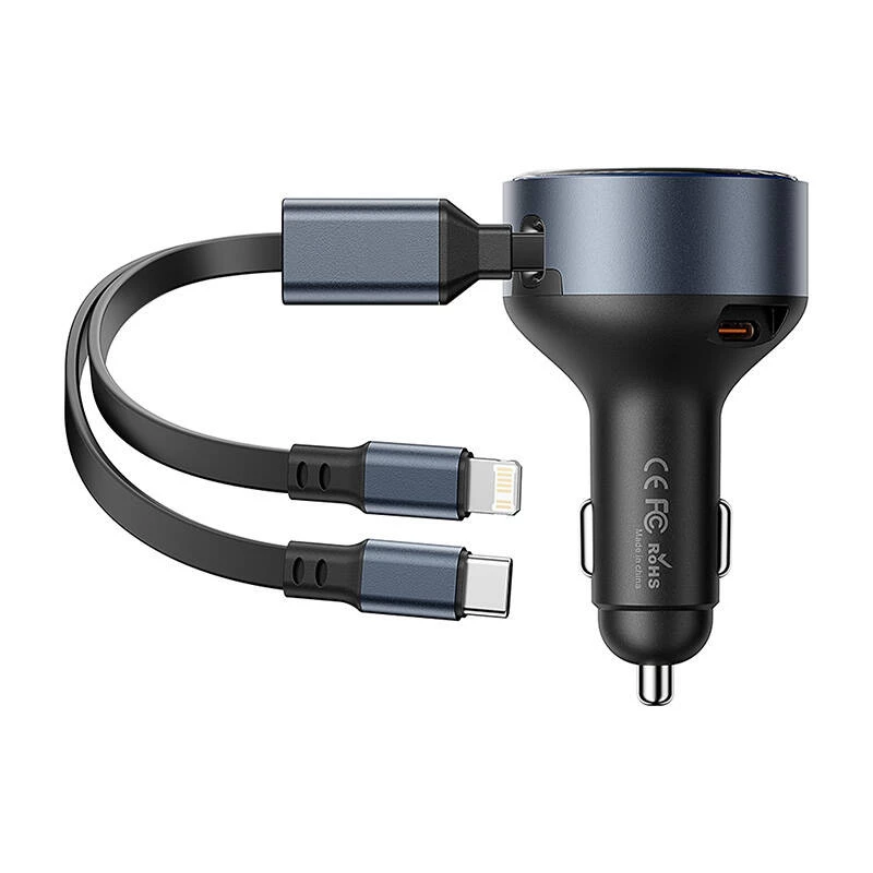 Ładowarka samochodowa Vention FFOB0 30 W z kablem USB‑C na Lightning, wyjście 30 W do ładowania iPhone’a