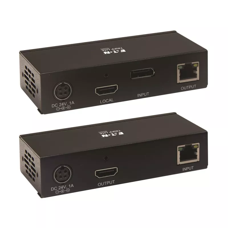 Zestaw przedłużacza DisplayPort na HDMI przez Cat6 z obsługą KVM, 4K 60Hz, 4:4:4, USB, PoC, HDCP 2.2, do 70 m, TAA - Rozszerzenie wideo/audio, HDMI, DisplayPort