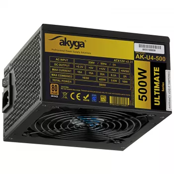 Zasilacz ATX Akyga Ultimate AK-U4-500 500 W, 80 PLUS Bronze, aktywne PFC, wentylator 120 mm