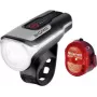 Zestaw oświetlenia rowerowego SIGMA Aura 80 + Nugget II — przednia dioda LED 80 lm, ładowanie USB, obudowa aluminiowo-tworzywowa, zasilane bateriami