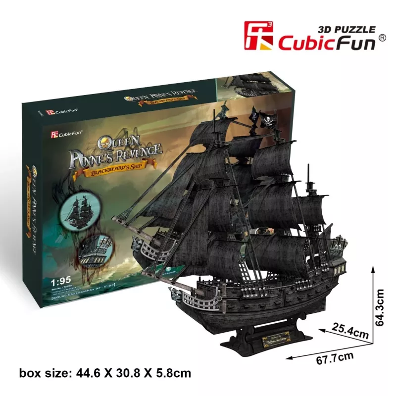 PUZZLE 3D Duży zestaw statków pirackich Queen Revenge