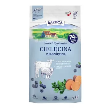 BALTICA regional flavours Rasy średnie i duże Cielęcina z jagnięciną - sucha karma dla psów - 3kg