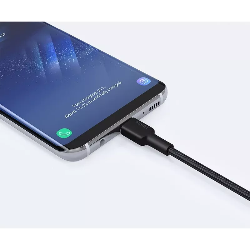 Kabel USB-C do USB-A Aukey CB-CA2, oplot nylonowy, Quick Charge 3A, 1 m