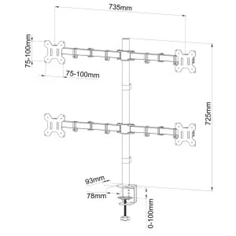 Uchwyt do 4 monitorów LCD 13-27'' L-04N