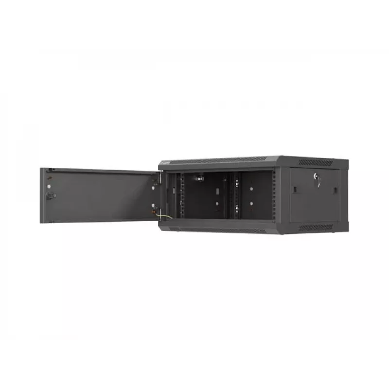 Wall-mount 19 inch rack cabinet LANBERG 4U 600x450 mm Czarny with metal door