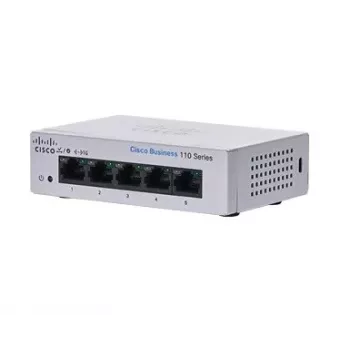 Niezarządzalny przełącznik Gigabit Ethernet L2 Cisco CBS110 — 5x RJ-45 10/100/1000, 1U, 12V DC, 2048 MAC, 10 Gbit/s