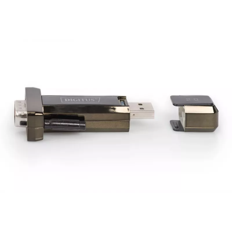 Konwerter USB 2.0 na szeregowy DIGITUS DSUB 9M z kablem USB 80cm, chipset FTDI (FT232RL)
