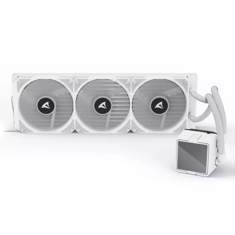 All-in-One CPU liquid cooler Sharkoon S100 ARGB biały — 360 mm radiator, Infinity-Mirror effect