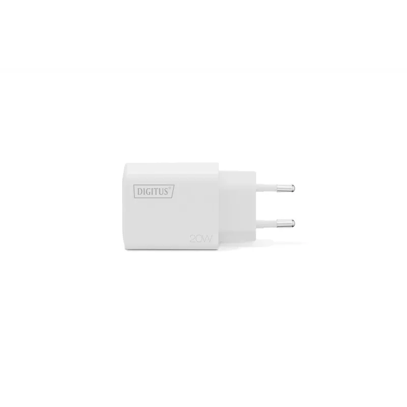 Ładowarka sieciowa USB DIGITUS 20W, 1x USB-C, 1x USB-A, wejście 100–240V, biała