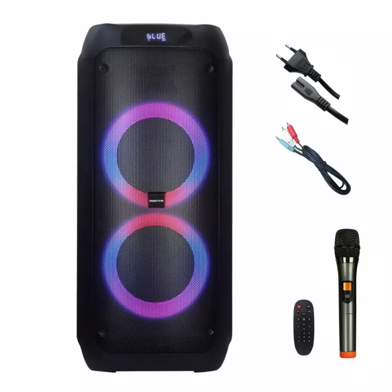 Głośnik przenośny MANTA ATTIS SPK0802 120W, Bluetooth, wejście przewodowe, akumulator, FM, oświetlenie LED