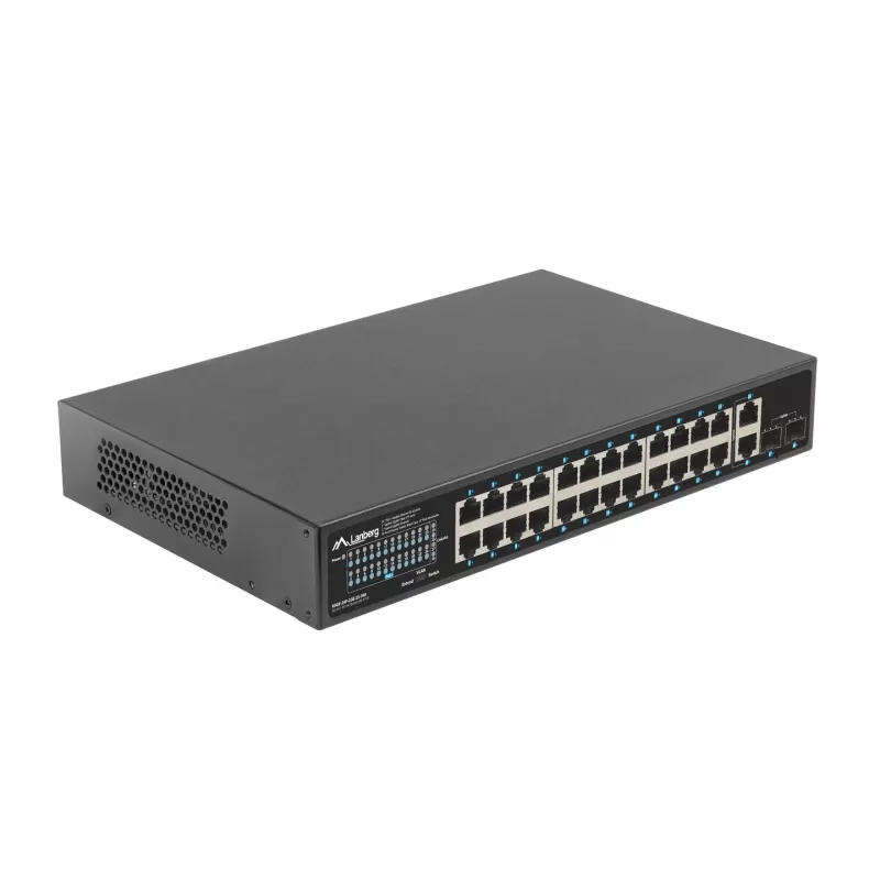 Niezarządzalny przełącznik LANBERG RSGE-24P-2GE-2S-360 z 24 portami Ethernet RJ-45