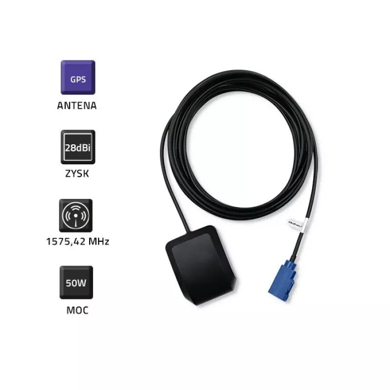 Zewnętrzna antena GPS QOLTEC 57038 28 dBi — wysokozyskowa antena zewnętrzna do odbioru GPS