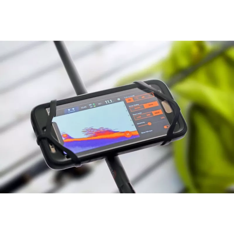 Regulowany uchwyt na telefon deeper ITGAM0003 — uchwyt na wędkę, silikonowy, do telefonów 3,5–5 cali, 280 mm, czarny