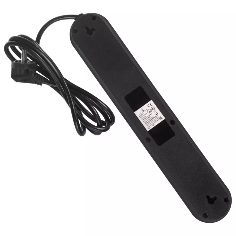 Listwa zasilająca MACLEAN MCE395 B — 5 gniazd, 3×USB, 110–240 V AC, 2,1 A USB, 2500 W, przewód 1,5 m, czarna