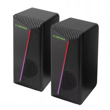 Boxe Stereo 2.0, 6W, Conectare Jack 3.5mm, Alimentare USB, Esperanza Rainbow Nortec 95855, Iluminare RGB, Negre