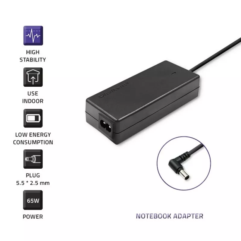 Zasilacz sieciowy do laptopa Qoltec Toshiba 65W 3,42A 19V 5,5x2,5 50073.65W