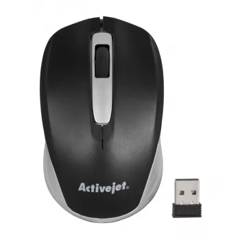 Mysz bezprzewodowa ActiveJet AMY-313, nanoodbiornik RF, optyczna 1200 DPI, oburęczna, 3 przyciski, bateria AA