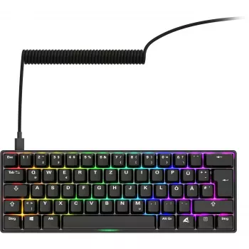 Klawiatura Sharkoon 100065630 60% przewodowa USB QWERTZ niemiecka czarna
