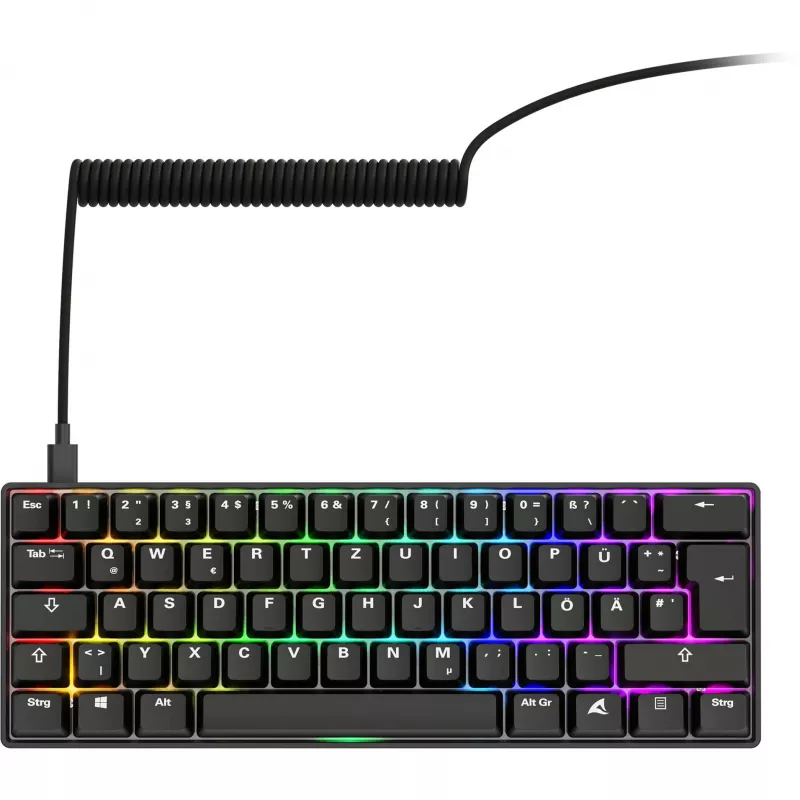 Klawiatura Sharkoon 100065630 60% przewodowa USB QWERTZ niemiecka czarna