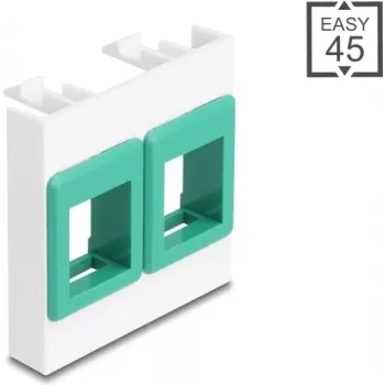 Ramka modułowa 45x45 mm do montażu naściennego DELOCK Easy 2x uchwyty Keystone biało-zielona