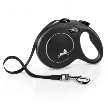 Smycz automatyczna Flexi New Classic L 5 m Czarna – linka, dla dużych ras (25–45 kg), maks. obciążenie 50 kg