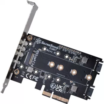 Silverstone SST-ECM27 karta adaptera M.2/SATA, PCIe 4.0, 1x M-Key, 2x SATA 6G - niski profil
