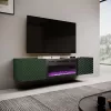 Szafka RTV z kominkiem elektrycznym Cama Meble ONDA 180.5×40×58.0 cm, płyta wiórowa, zielona, wolnostojąca lub do montażu na ścianie
