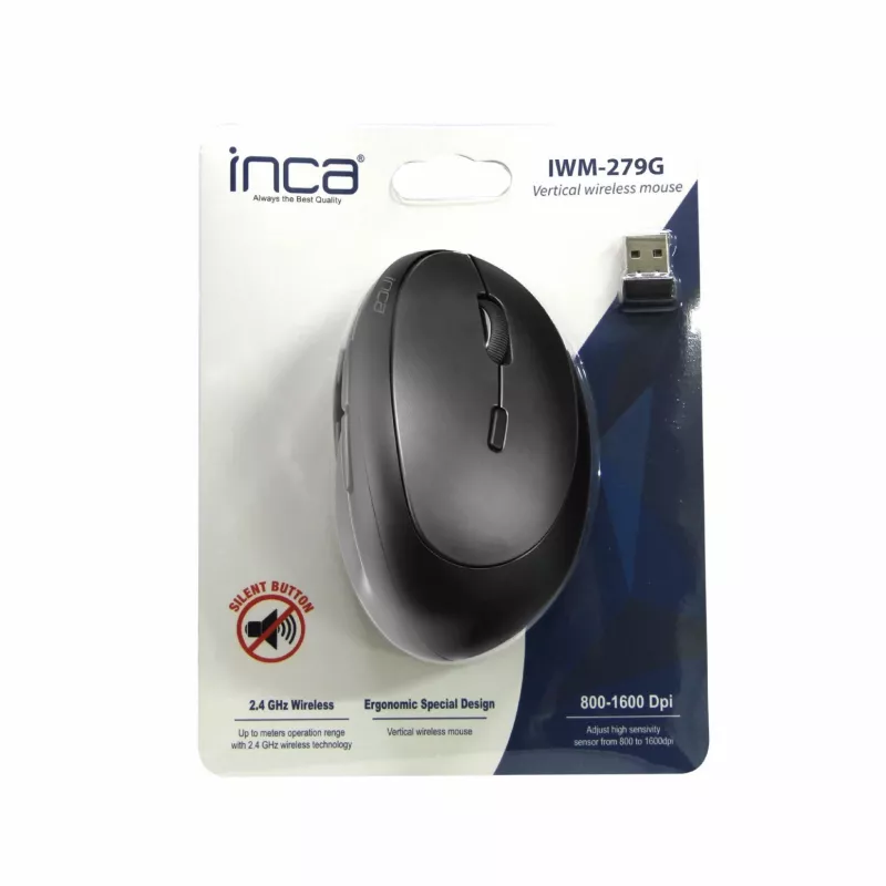 INCA mysz IWM-279G Vertical, Bezprzewodowa, 1600 DPI, Szary retail