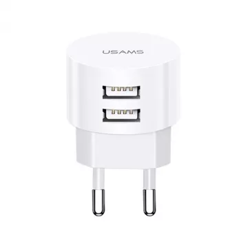 USAMS US-CC080 T20 Podwójna USB Okrągła Ładowarka Podróżna, 10,5 W, Biała