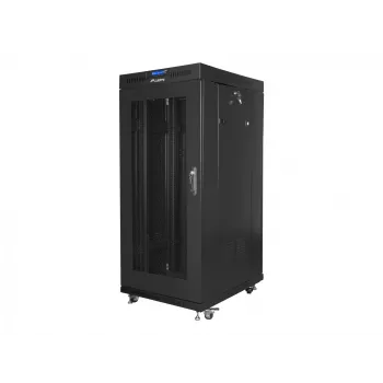 Szafa rack 19 27U 600x800 czarna, drzwi perforowane LCD (płaski montaż)