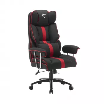 Fotel gamingowy White Shark LE MANS — ergonomiczny, regulowana wysokość, czarny/czerwony