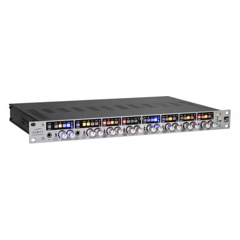 8-kanałowy przedwzmacniacz mikrofonowy Audient ASP880 24-bit/96 kHz, montowany w racku